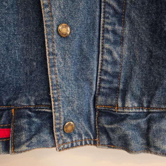 Vintage Denim Utility Vest – Red Lining, Snap Buttons - Picture 5 of 12